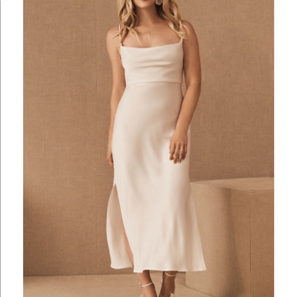 BHLDN Cali Satin Charmeuse Midi Dress Size 8